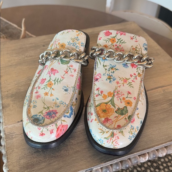 Free People new Floral Vida Chain Mules - Ivory and Multicolor - Picture 5 of 8